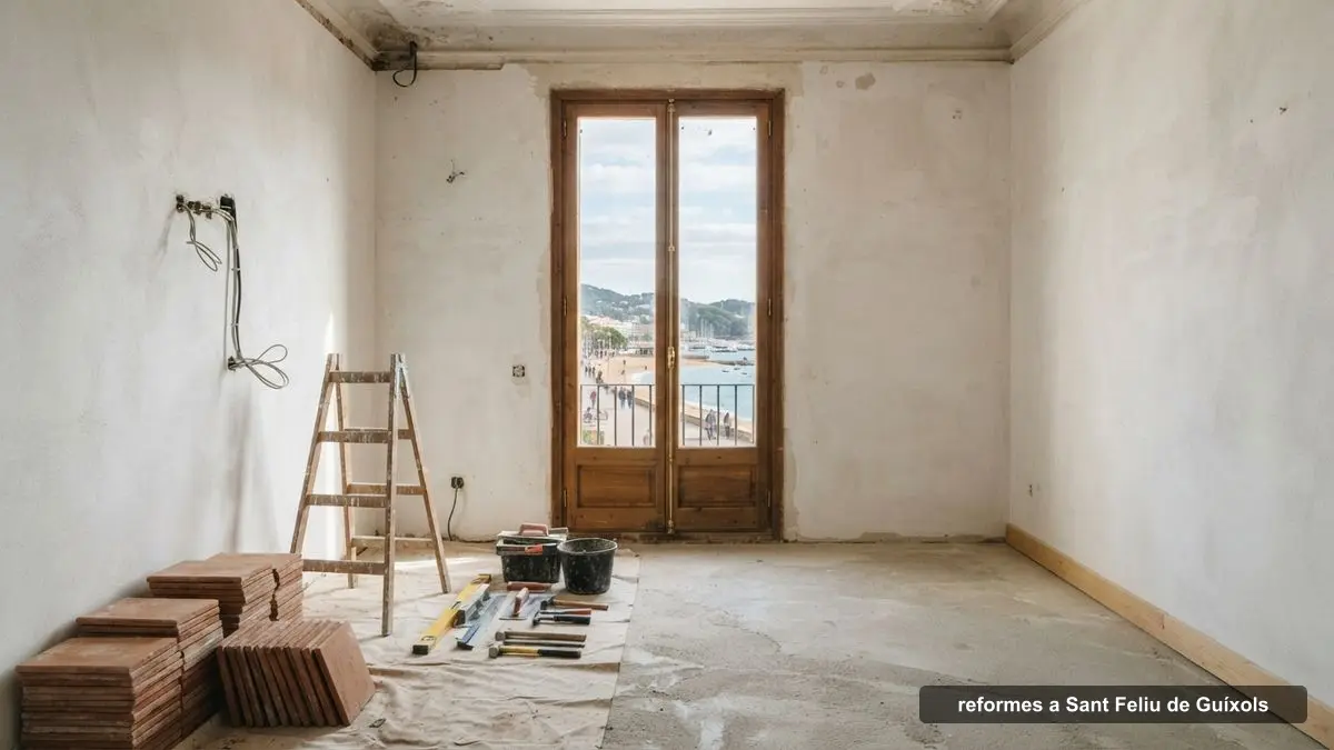 Reformes a Sant Feliu de Guíxols: obra en un pis del centre amb vistes al port